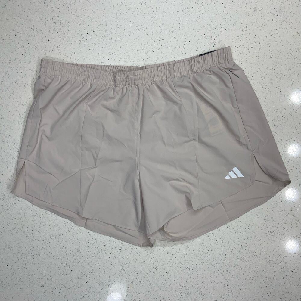 adidas Women's 2XL Adizero Essentials Running Shorts, Light Tan